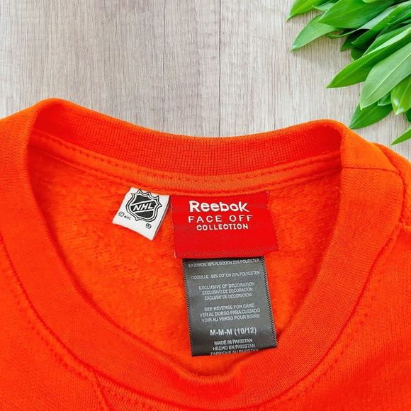 Reebok Anaheim Ducks Kids Sweatshirt Size Medium 10-12 Orange - Picture 2 of 7